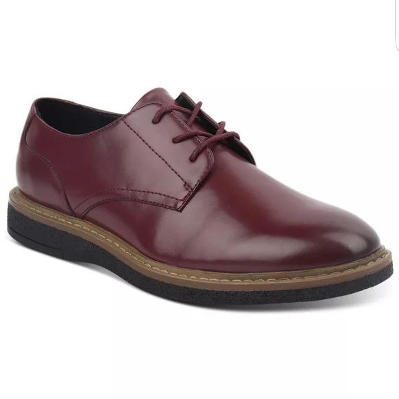mens burgundy and white striped dress shirt Paul Parkman Wingtip Oxfords Burgundy Handpainted Calfskin (ID#741-BUR) EU 38